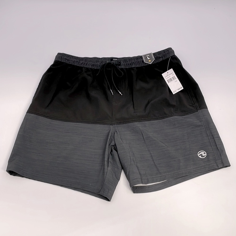 Ocean Current‎ Men’s Swim Trunks Volley Shorts Mesh Lined Stretch Black & Grey